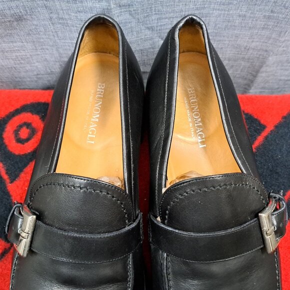 %Size 12 Bruno Magli Carlo Mens Black Dress Shoes Leather Loafers Italy D3 main image 8